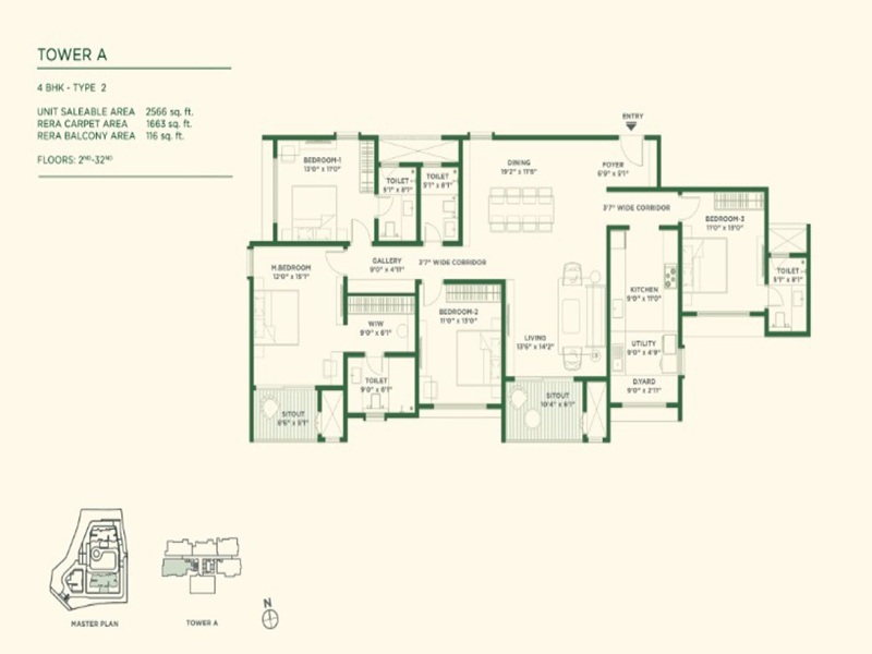 Vaishnavi Krishna Brindavan 4 BHK 2566 Sq Ft Floor Plan