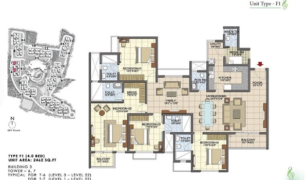 Vaishnavi Krishna Brindavan 4 Bhk Apartment Floor Plan